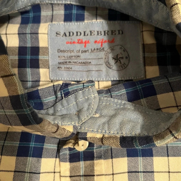 SADDLEBRED~BLUE PLAID SHIRT~NWOT~LG - Picture 2 of 6